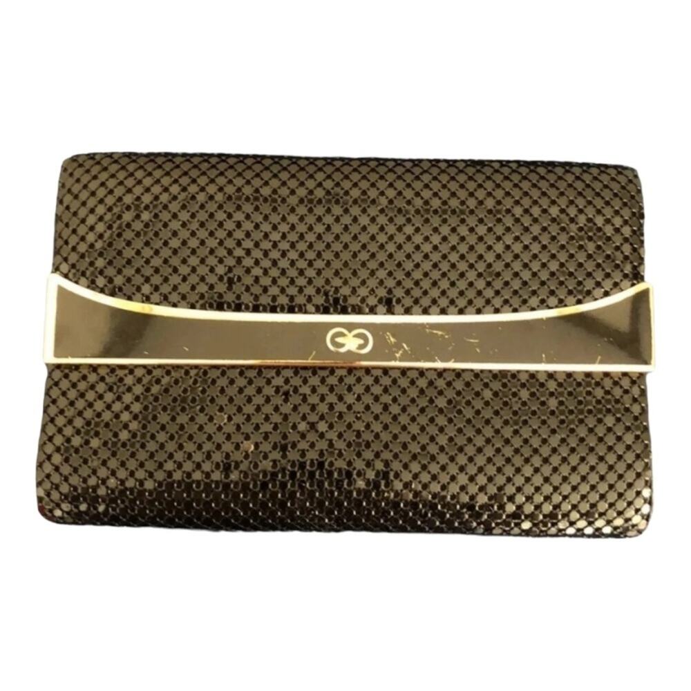 Vintage Bold Eye Catching Black Metallic With Gold Hardware Shoulder Bag